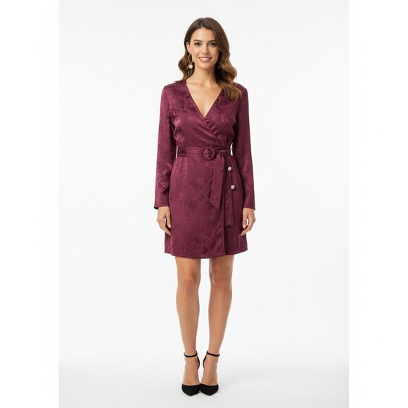 Zara Women's Long Sleeve Burgundy Dress – Size L (NWT) - Picture 1 of 8